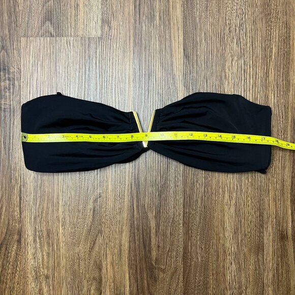 Victoria’s Secret Black Bandeau With Gold Metal “V” Logo Strapless Womens Size X - Picture 4 of 8